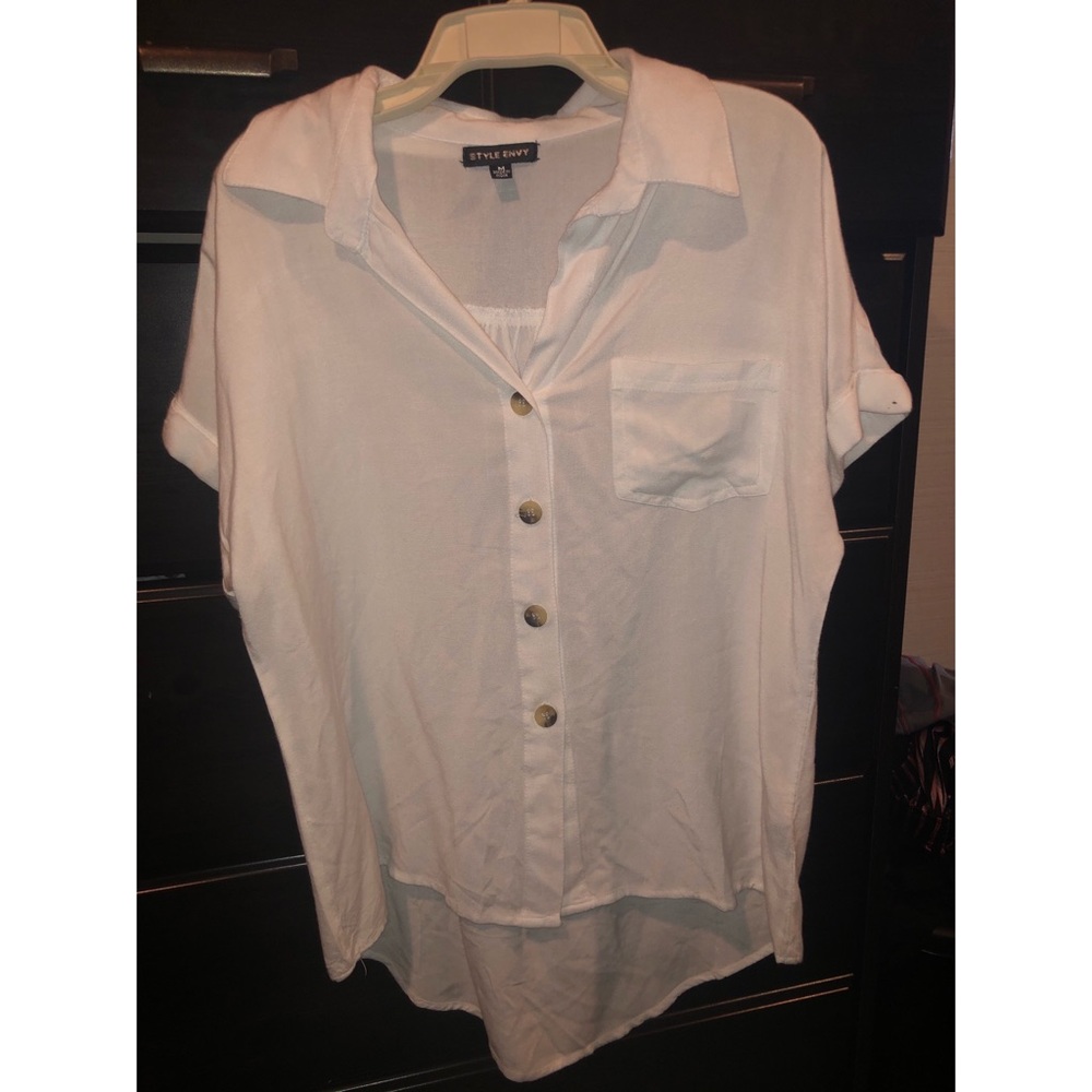 White Short Sleeve Button Down